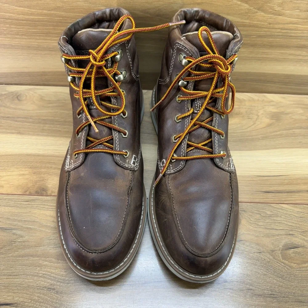 LL BEAN Stonington Moc Toe Boots Mens 11 M Brown Leather Wedge Casual Everyday
